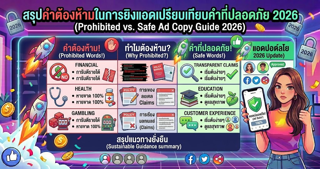 สรุปคำต้องห้ามในการยิงแอดโฆษณาเปรียบเทียบคำที่ปลอดภัยปี 2026